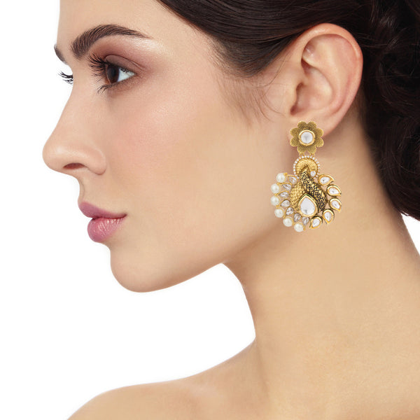 Breathtaking Kundan and CZ Long Earrings