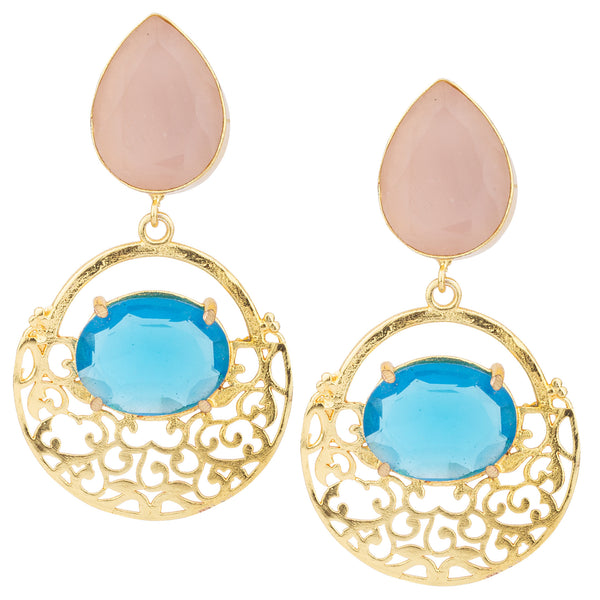 Pretty Rose Quartz Chandbali Earrings