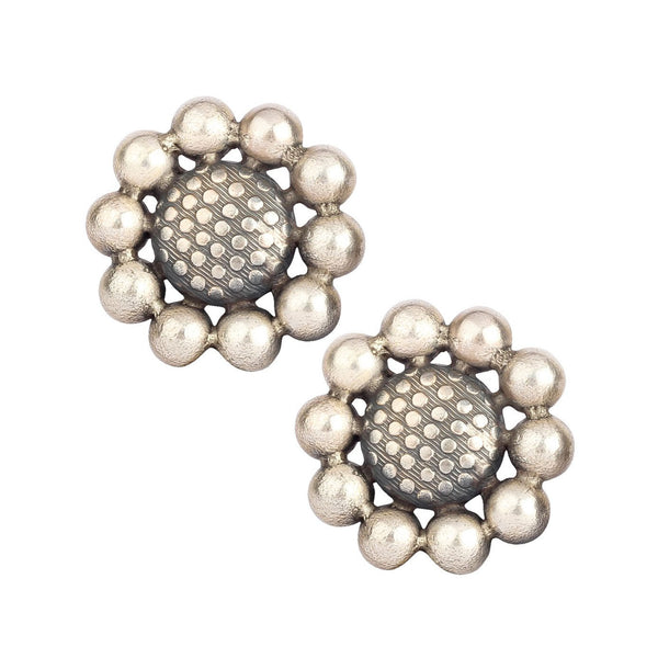 Flower Design Silver Stud Earrings