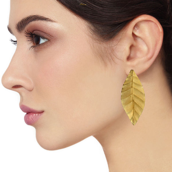 Golden Leaf Stud Earrings