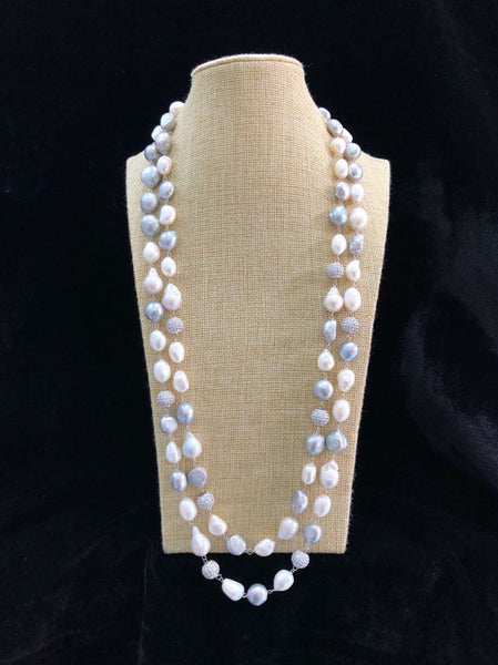 Silvery White Pearls Necklace