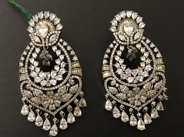 Stunning CZ Floral Chandbali Earrings