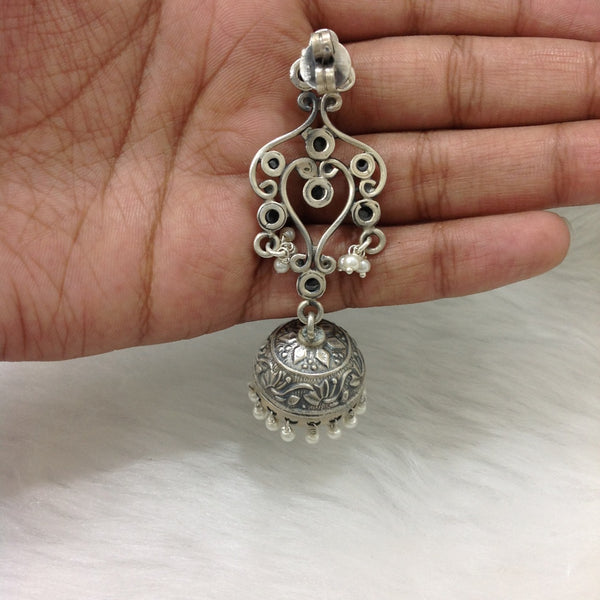 Stunning Silver Jhumki Long Earrings