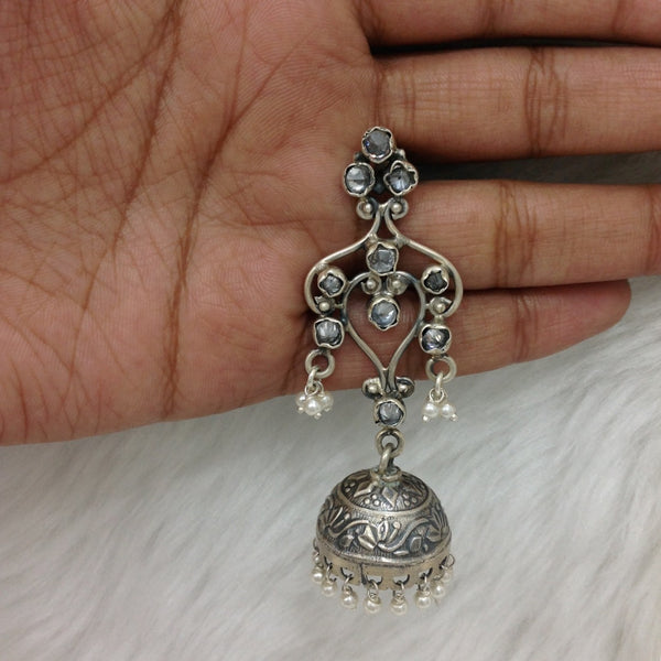 Stunning Silver Jhumki Long Earrings
