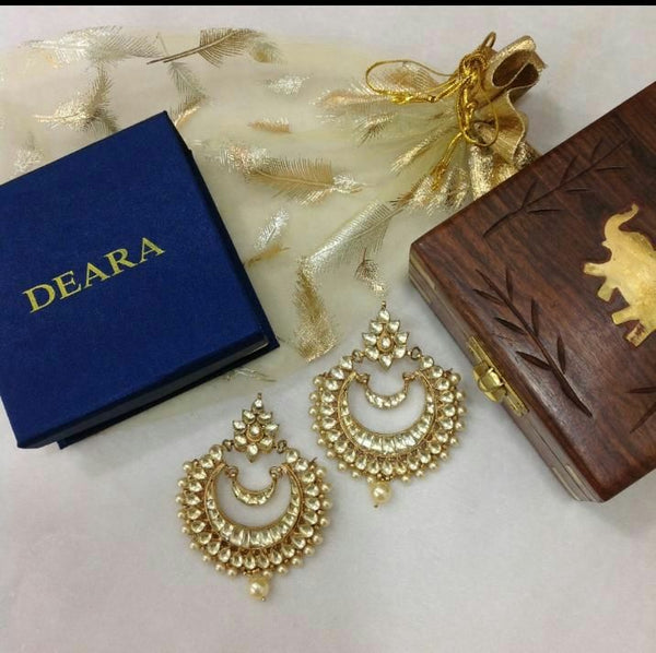 Splendid Kundan Long Chandbali Earrings