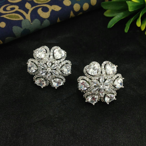 Beautiful Floweret Crystal Stud Earrings