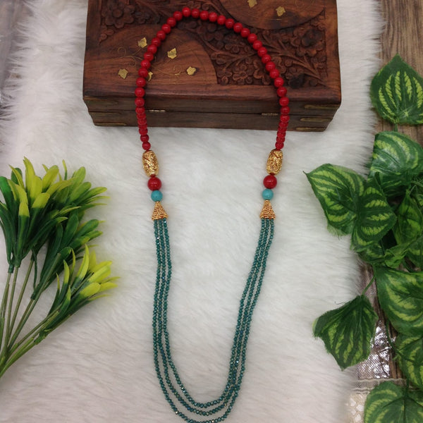 Delightful Candy Red and Aquamarine Green Necklace