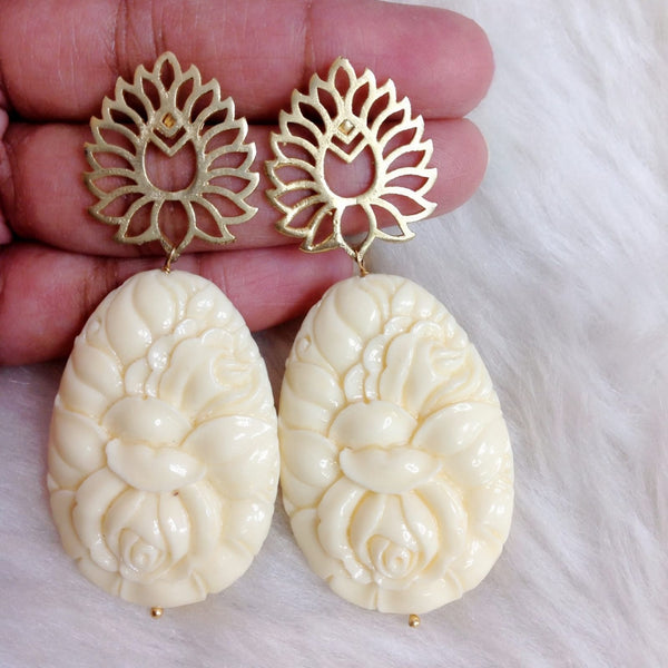 Handcarved Creme Rose Dressy Earrings