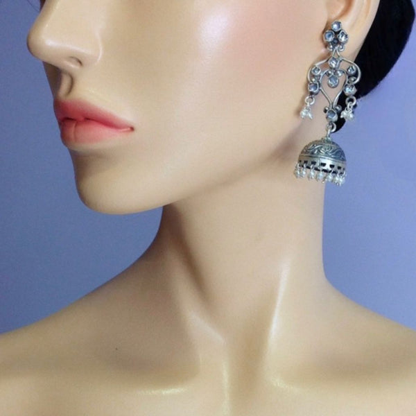 Stunning Silver Jhumki Long Earrings