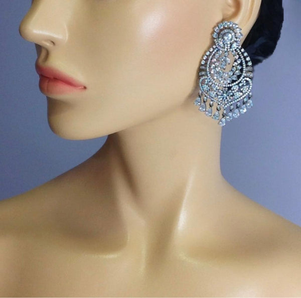 Stunning CZ Floral Chandbali Earrings