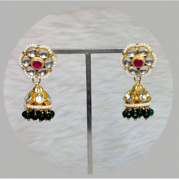 Ethnicity in Green Kundan Jhumki Earrings