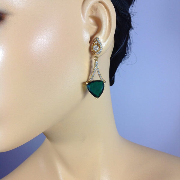 Elegant Arcs of Green Earrings