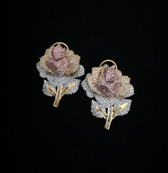 Gold Silver Rose Earrings