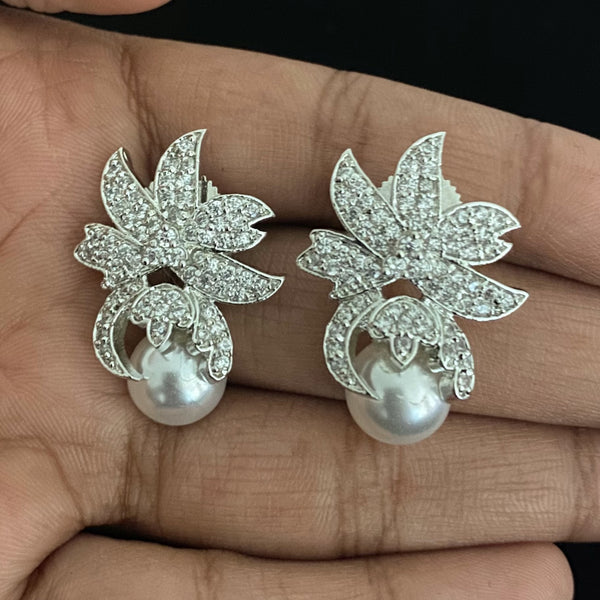 Divine Cubic Zircon with Pearl Earrings