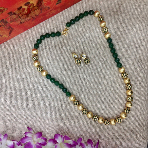 Beauteous Green and Golden Beads Necklace