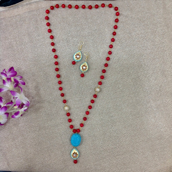 Red and Turquoise Necklace Set