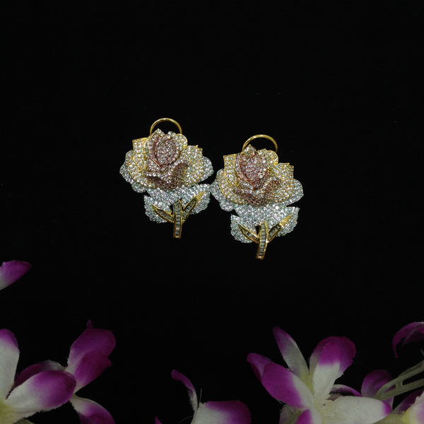 Gold Silver Rose Earrings
