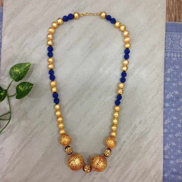 Azure Blue  Golden With Geru Necklace