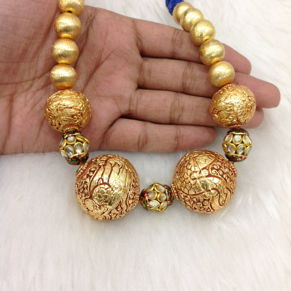 Azure Blue  Golden With Geru Necklace