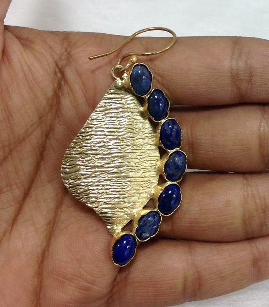 Blue Lapis Golden Shell Earrings