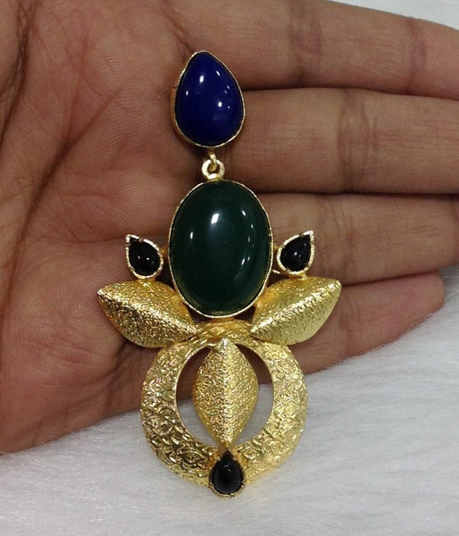 Gorgeous Green Blue Ethnic Long Earrings