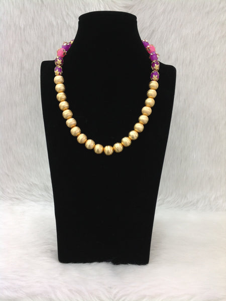 Glorious Golden and Enamel Beads Necklace