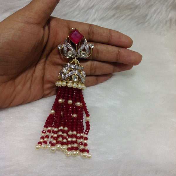 Charismatic Crimson Red Crystal And Kundan Long Earrings