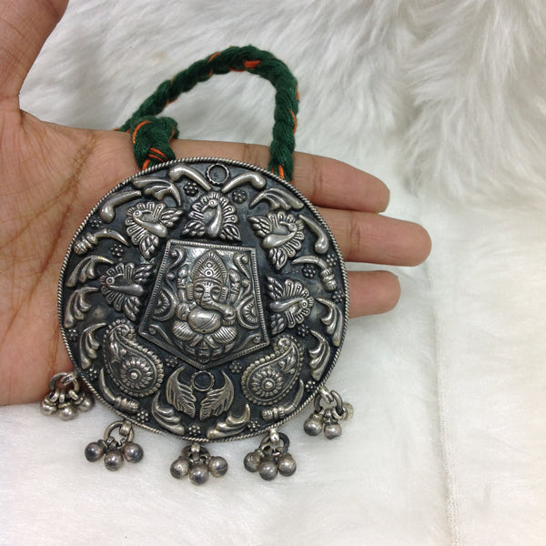 Ganesha Black Overlay Medallion Temple Necklace