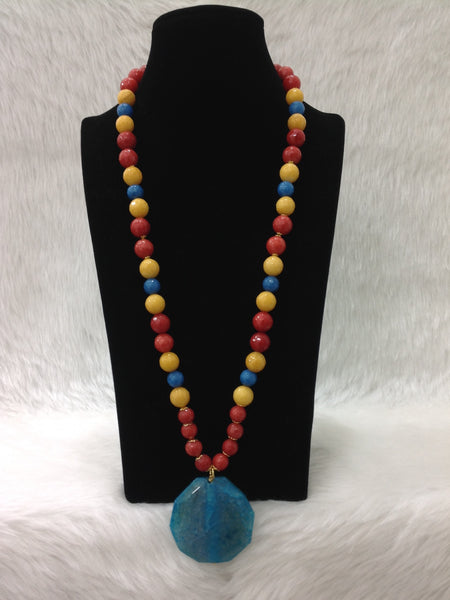 Magnetic Multi-coloured Gemstones And Pendant Necklace