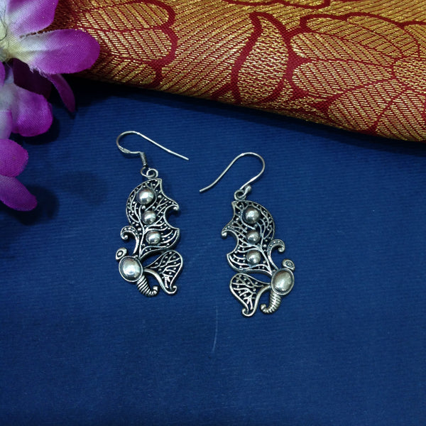 Silver Semi Butterfly Wing Drop Earrings