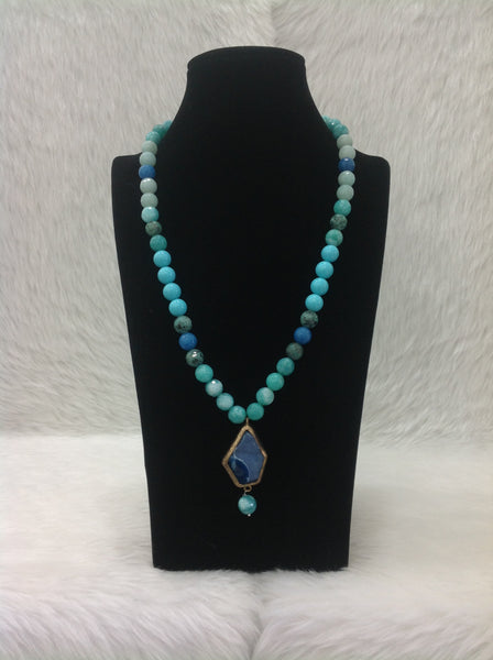 Splendid Shades of Blue Gemstones Necklace