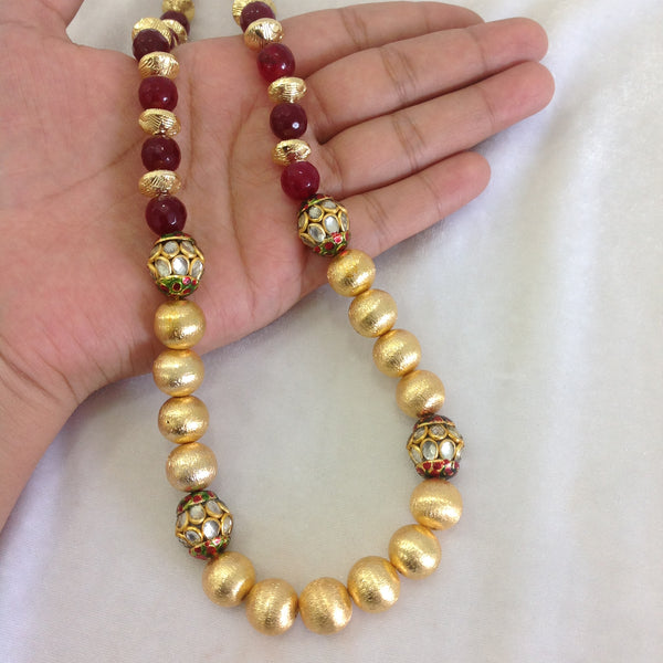 Cultured Combination of Golden and Maroon Necklace