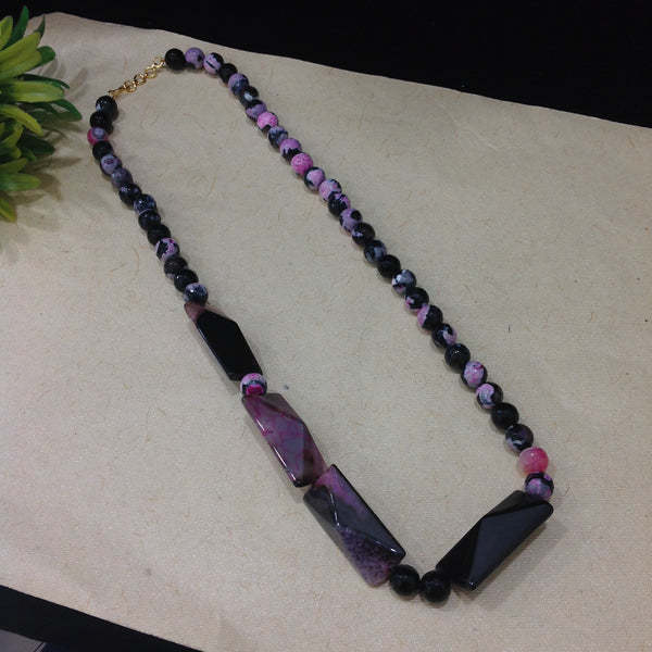 Pink and Black Gemstones Necklace