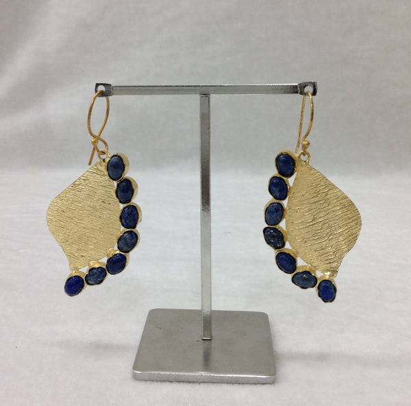 Blue Lapis Golden Shell Earrings