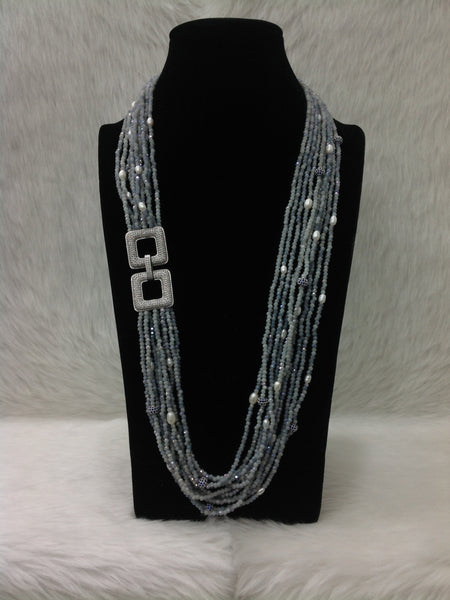 Pleasing Heather Purple Gemstones With CZ Side Pendant Necklace