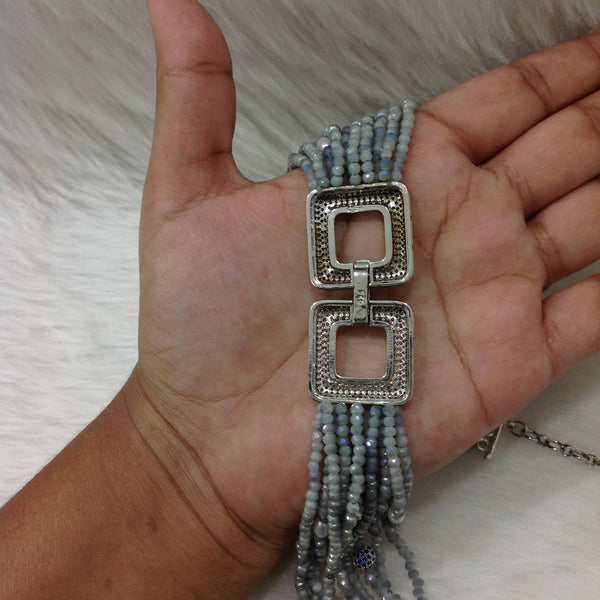 Pleasing Heather Purple Gemstones With CZ Side Pendant Necklace