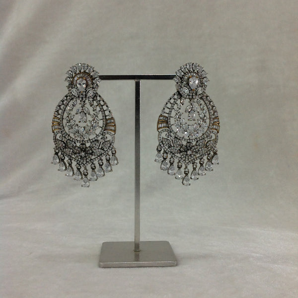 Stunning CZ Floral Chandbali Earrings