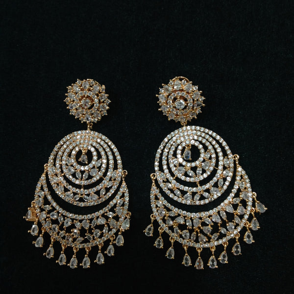 Spherules of Rose Gold Crystal Chandbali Long Earrings