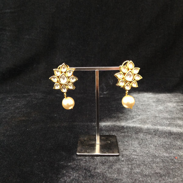 Florence In Gold Kundan Pearls Drop Earrings
