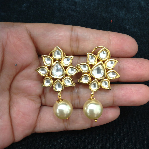 Florence In Gold Kundan Pearls Drop Earrings