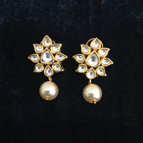 Florence In Gold Kundan Pearls Drop Earrings