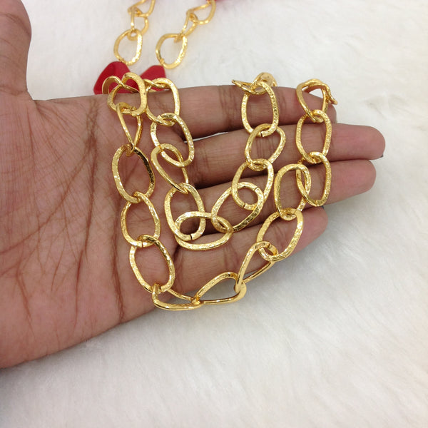 Candy Red with Golden Chain Necklace