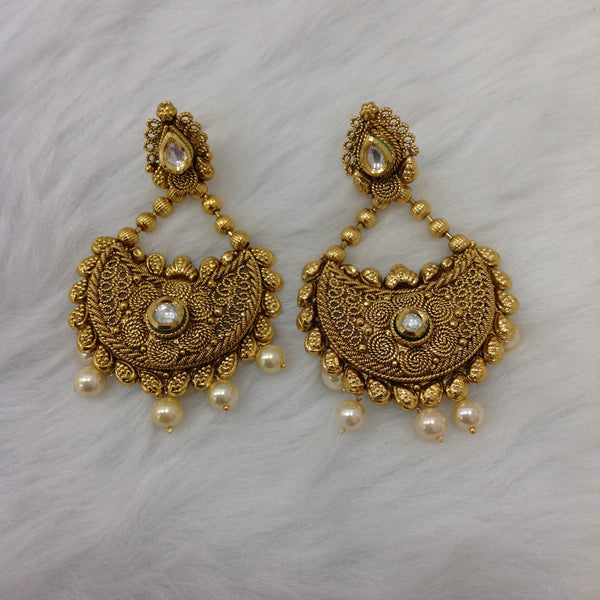 Golden Chandbali Kundan Earrings