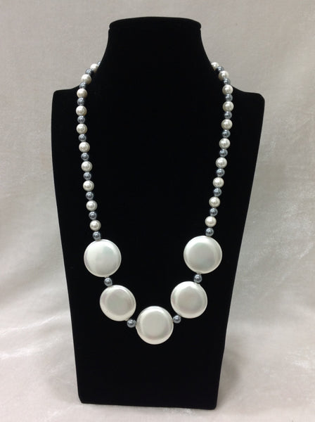 Artisanal Silver Shell Pearls Necklace