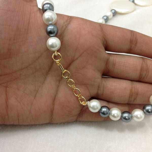 Artisanal Silver Shell Pearls Necklace