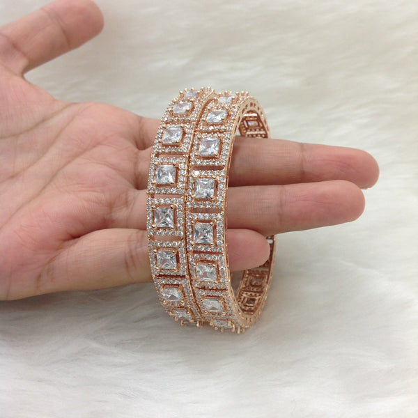 Delicious Squares of Rose Gold & Crystal Bangles