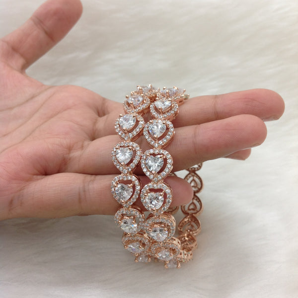 Royal Heart of Rose Gold & Crystal Bangles