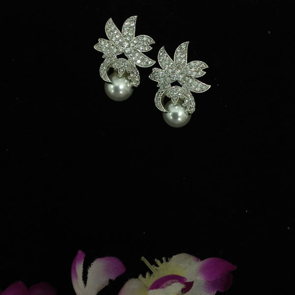 Divine Cubic Zircon with Pearl Earrings