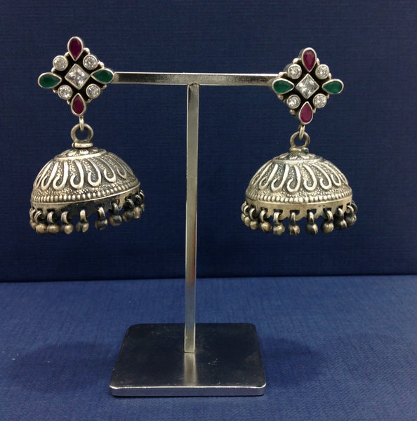 Silver Sparkle Fiesta Jhumka Earrings