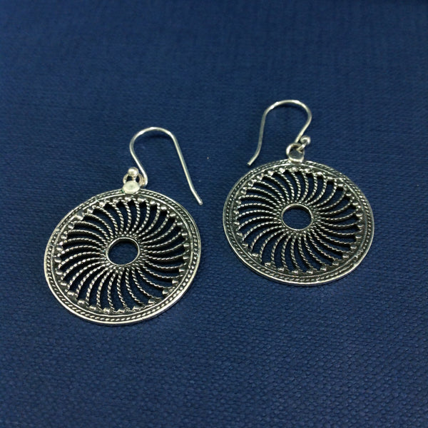 Silver Wheel Earrings